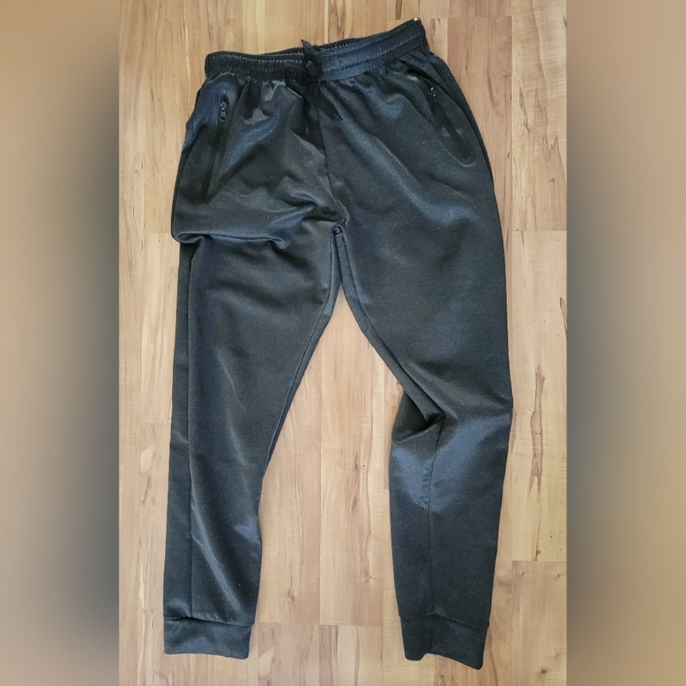 New Men's Original Deluxe Supply Athletic Tech Black Metallic Jogger Pants Large